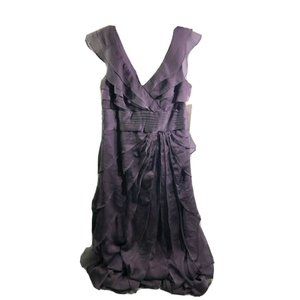 Adriana Papell Dress Womens Size 10 Ruffle Chiffon Tiered Maxi Empire Evening